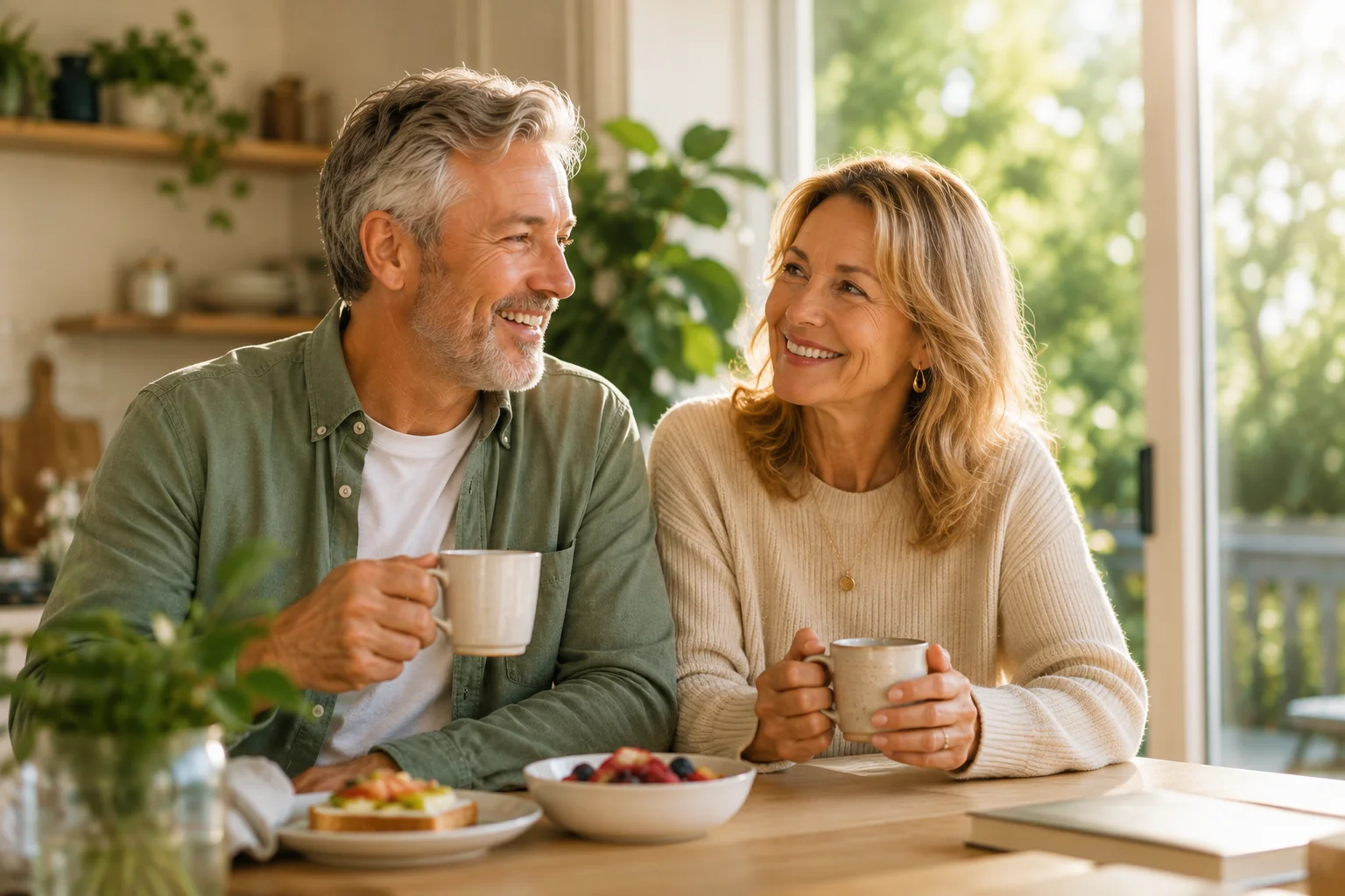 Older couple enjoying a relaxed morning together